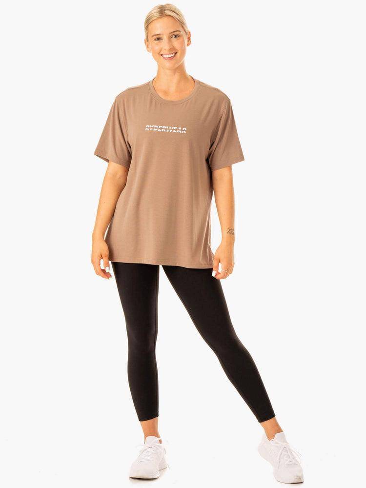 Latte Ryderwear Women T Shirts Edit Longline Women's T Shirts | AU2762KI