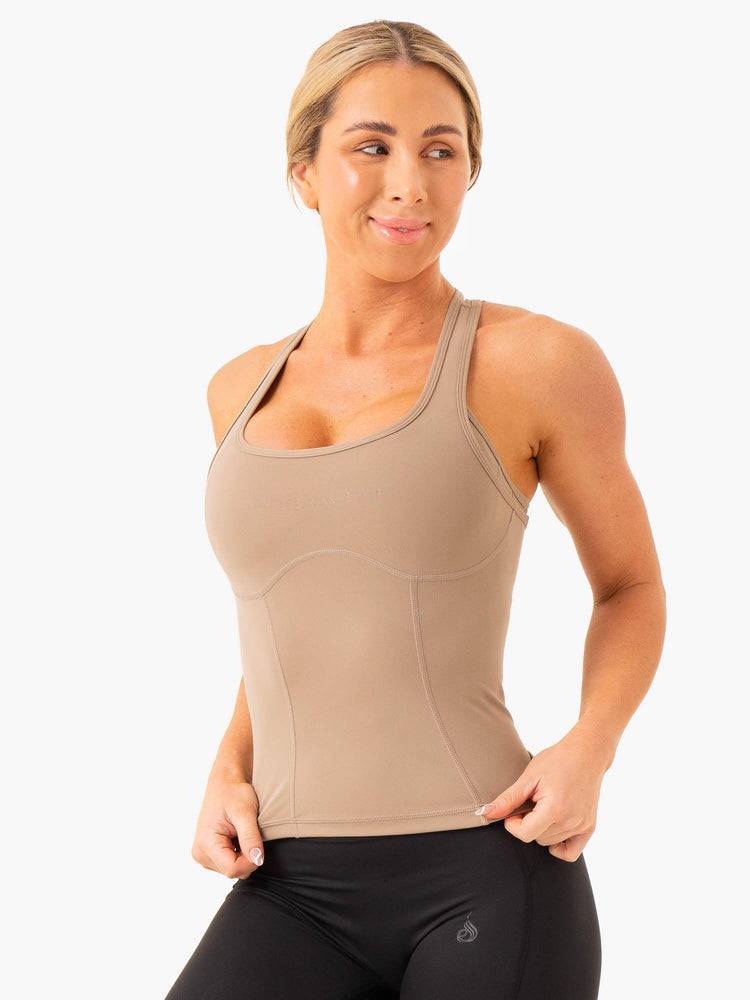 Latte Ryderwear Women Tanks NKD Frame Women's Tanks | AU2871NB