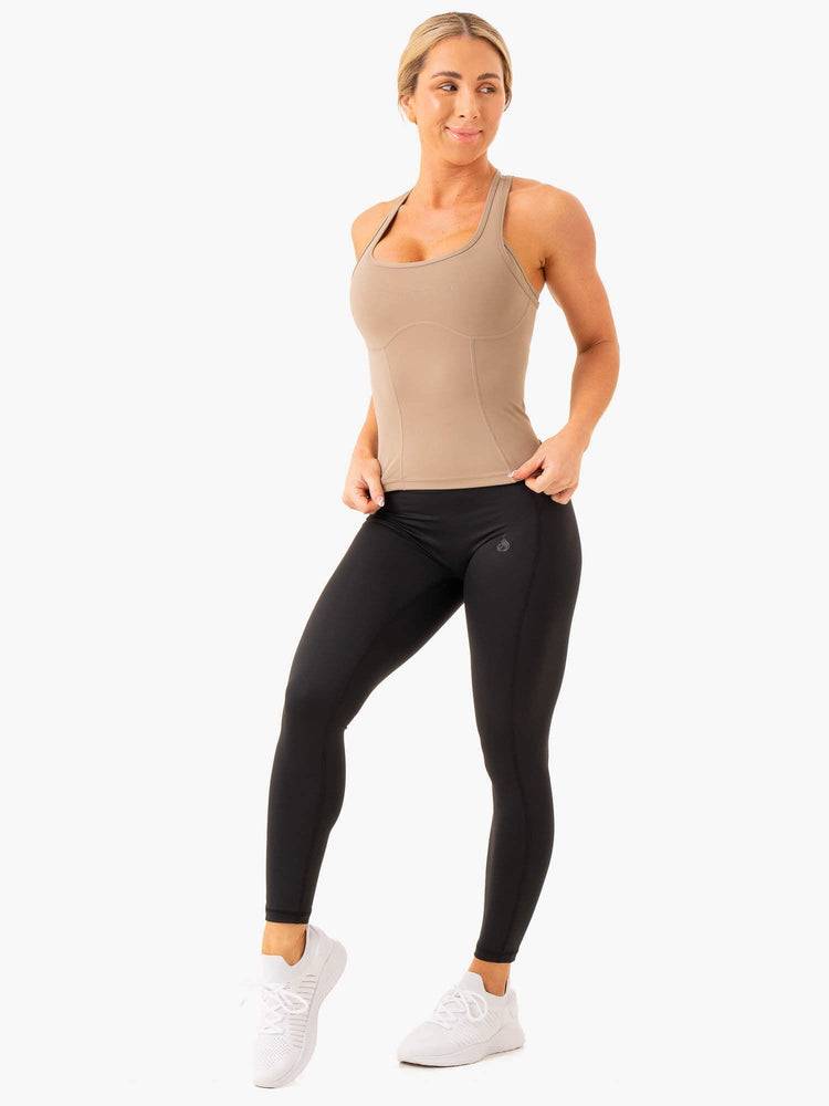 Latte Ryderwear Women Tanks NKD Frame Women's Tanks | AU2871NB