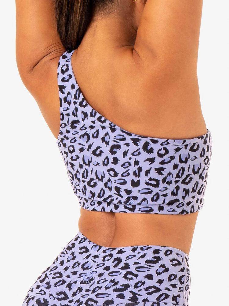 Lavender Leopard Ryderwear Women Sports Bra Adapt One Shoulder Women's Sports Bra | AU2397UT