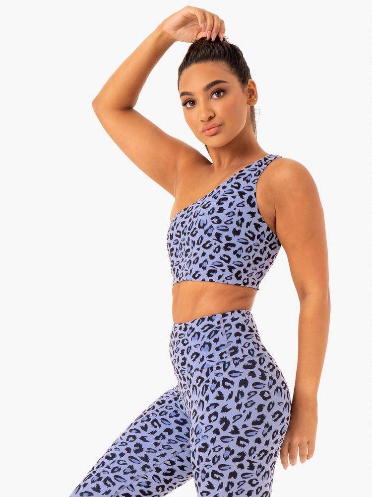 Lavender Leopard Ryderwear Women Sports Bra Adapt One Shoulder Women's Sports Bra | AU2397UT