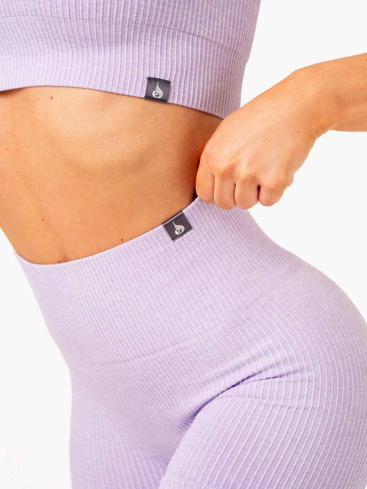 Lavender Marl Ryderwear Women Leggings Rib Seamless Women's Leggings | AU1727FM