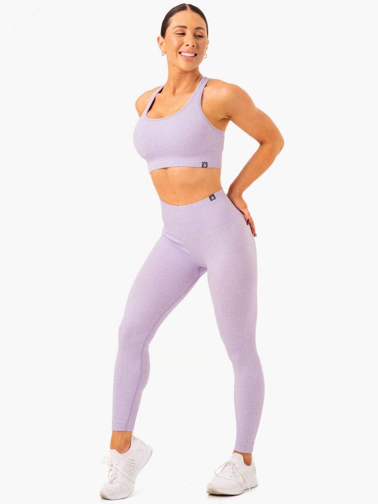 Lavender Marl Ryderwear Women Leggings Rib Seamless Women's Leggings | AU1727FM