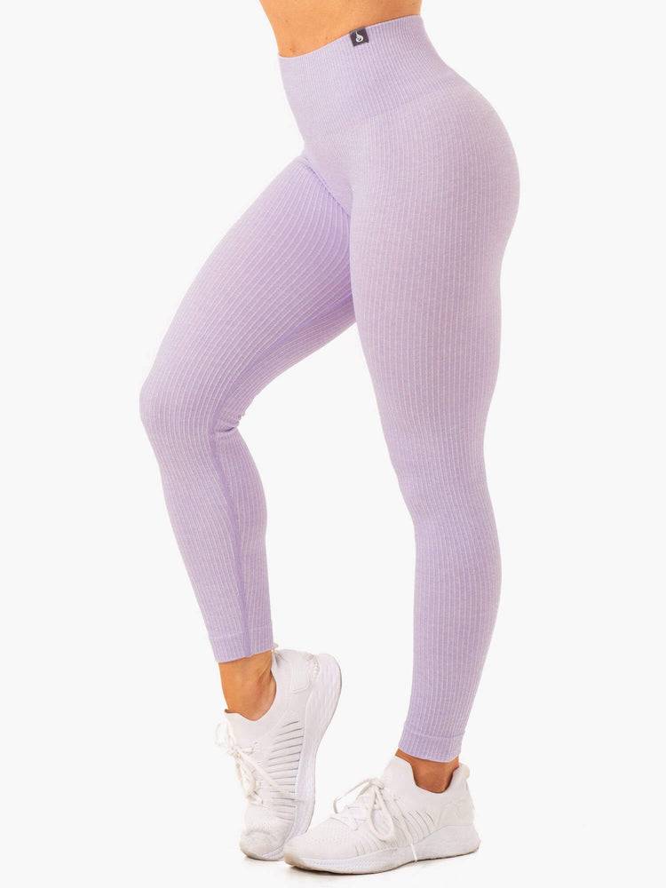 Lavender Marl Ryderwear Women Leggings Rib Seamless Women\'s Leggings | AU1727FM