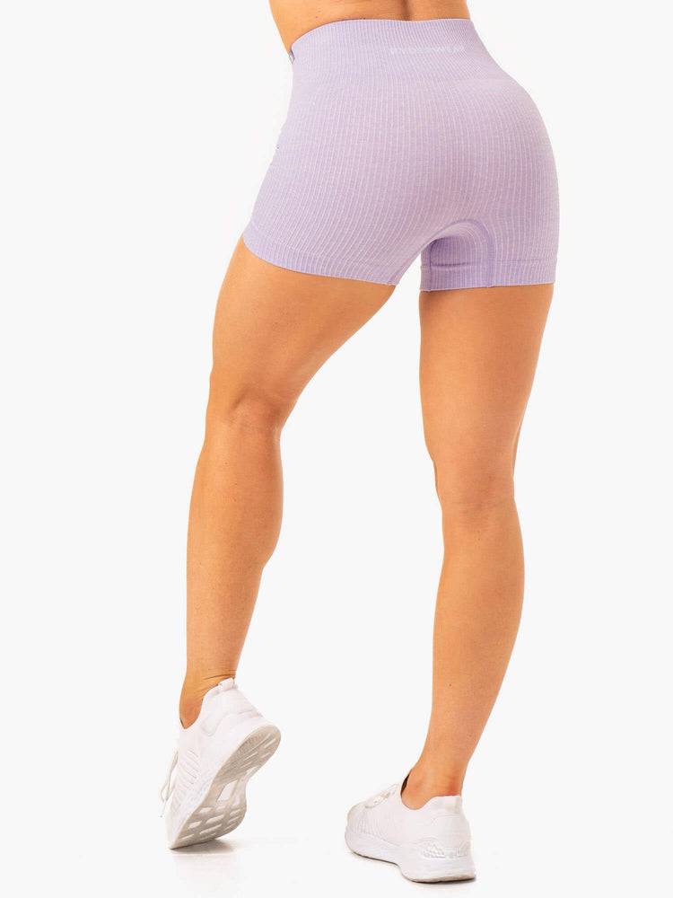 Lavender Marl Ryderwear Women Shorts Rib Seamless Women's Shorts | AU1962GL