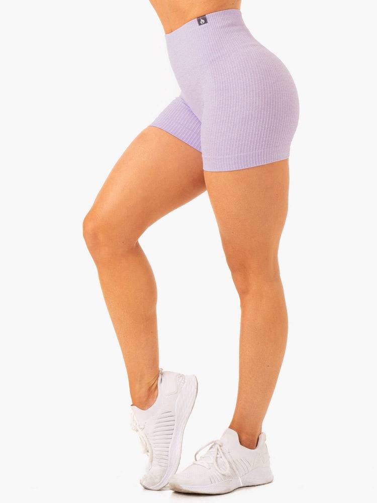 Lavender Marl Ryderwear Women Shorts Rib Seamless Women's Shorts | AU1962GL