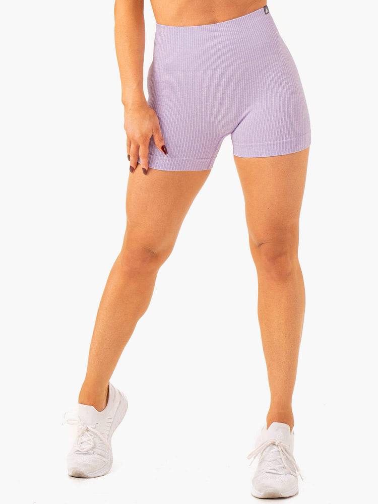 Lavender Marl Ryderwear Women Shorts Rib Seamless Women\'s Shorts | AU1962GL