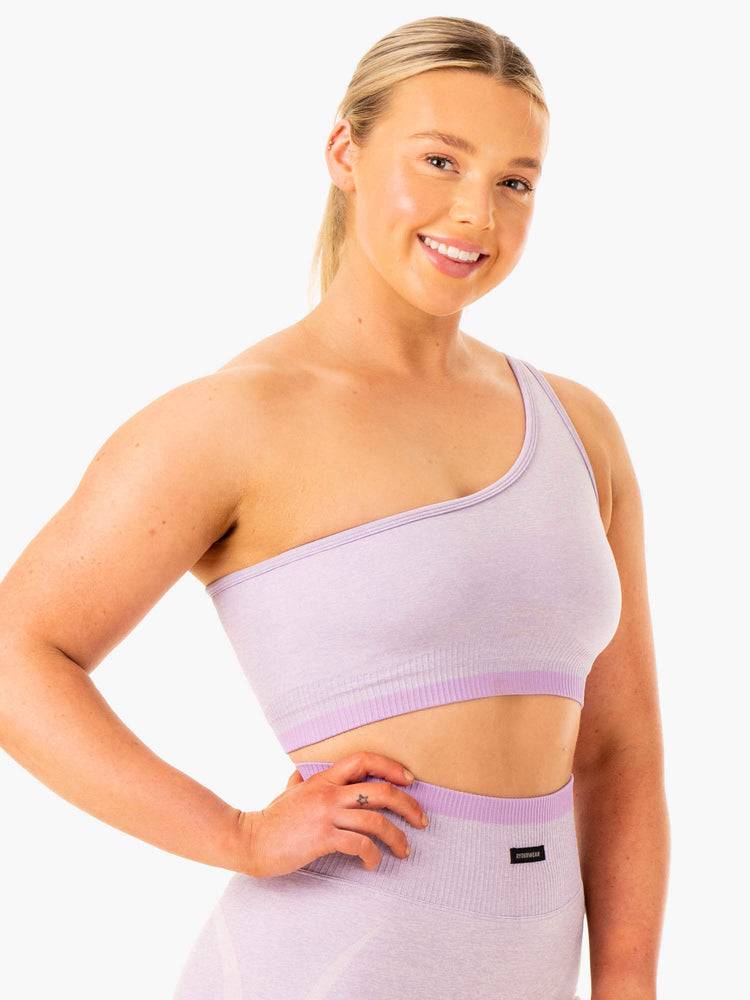 Lavender Marl Ryderwear Women Sports Bra Excel Seamless One Shoulder Women's Sports Bra | AU2324WY