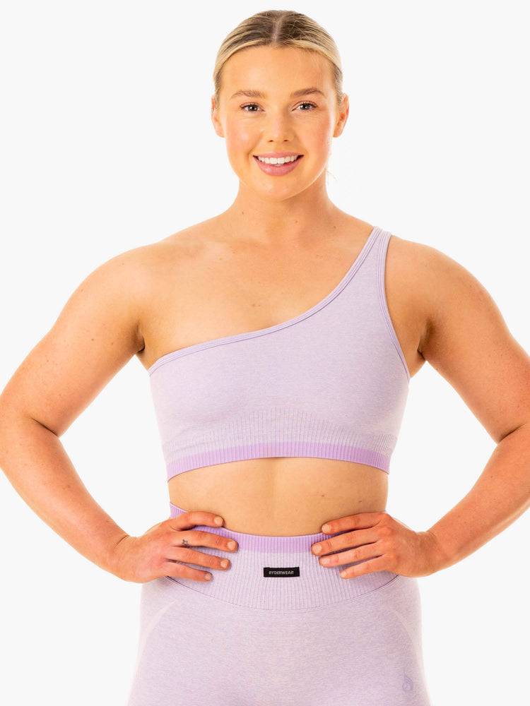 Lavender Marl Ryderwear Women Sports Bra Excel Seamless One Shoulder Women's Sports Bra | AU2324WY