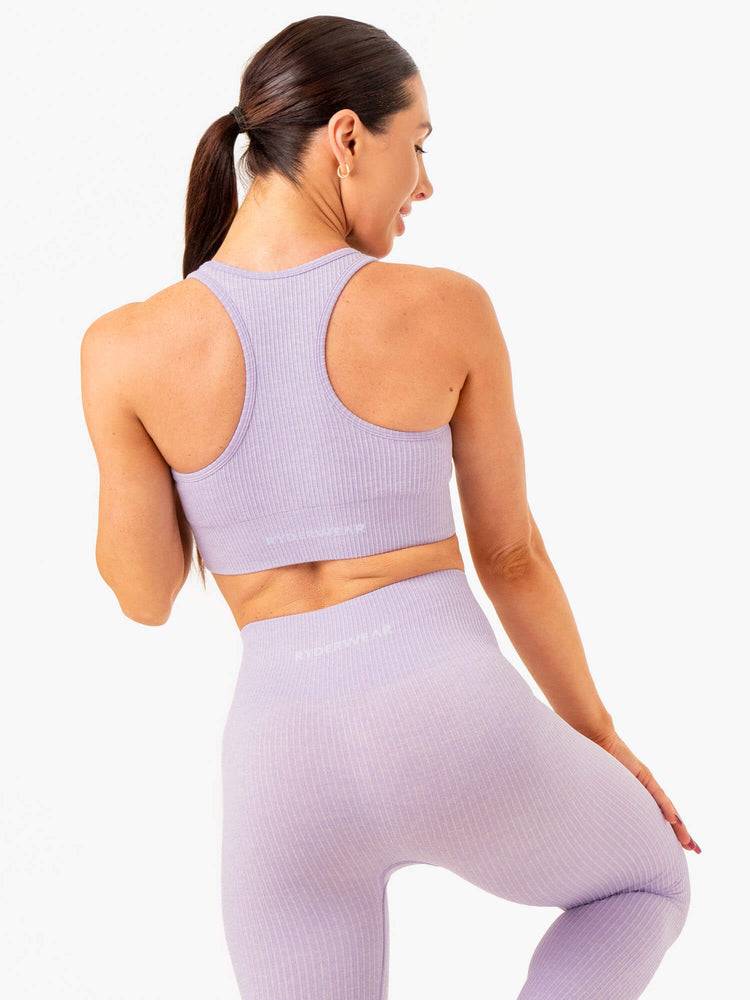 Lavender Marl Ryderwear Women Sports Bra Rib Seamless Women's Sports Bra | AU2400RW