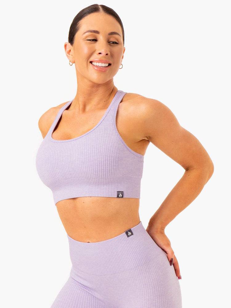 Lavender Marl Ryderwear Women Sports Bra Rib Seamless Women's Sports Bra | AU2400RW