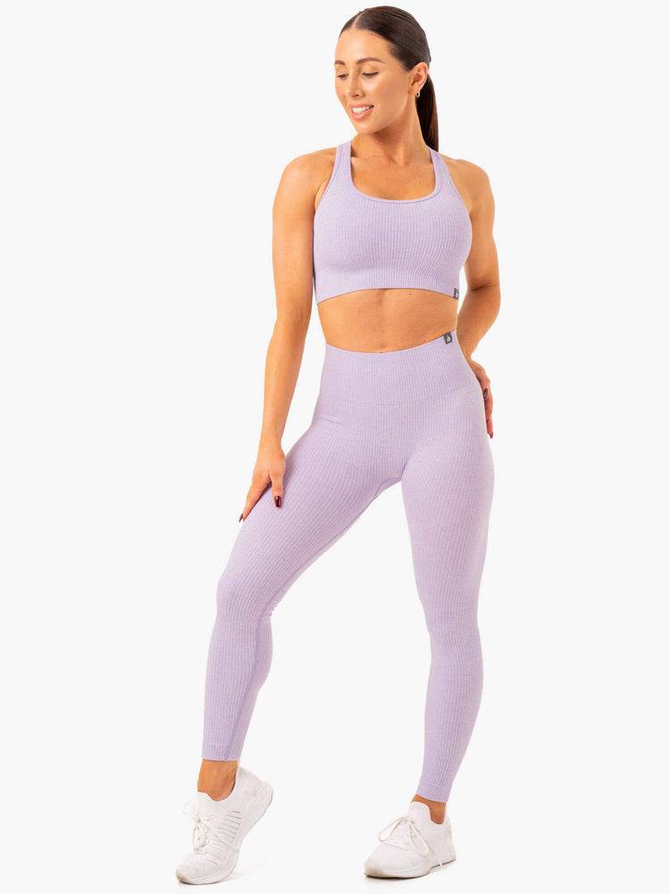 Lavender Marl Ryderwear Women Sports Bra Rib Seamless Women's Sports Bra | AU2400RW