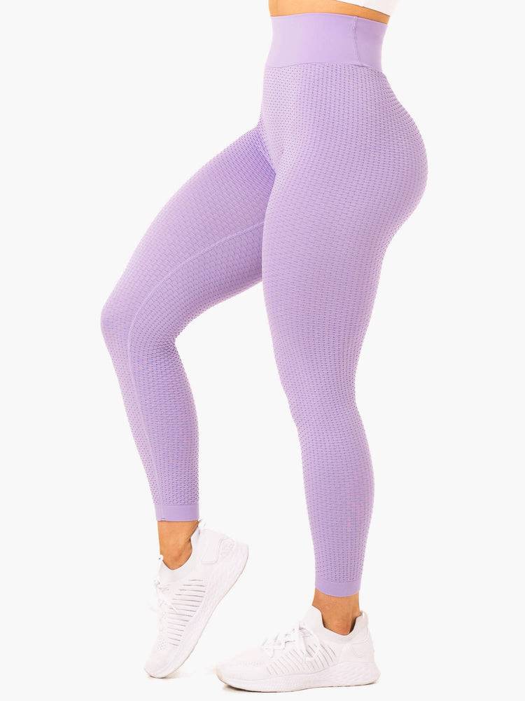 Lavender Ryderwear Women Leggings Honeycomb Scrunch Seamless Women's Leggings | AU1805FM