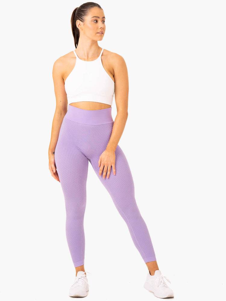 Lavender Ryderwear Women Leggings Honeycomb Scrunch Seamless Women's Leggings | AU1805FM