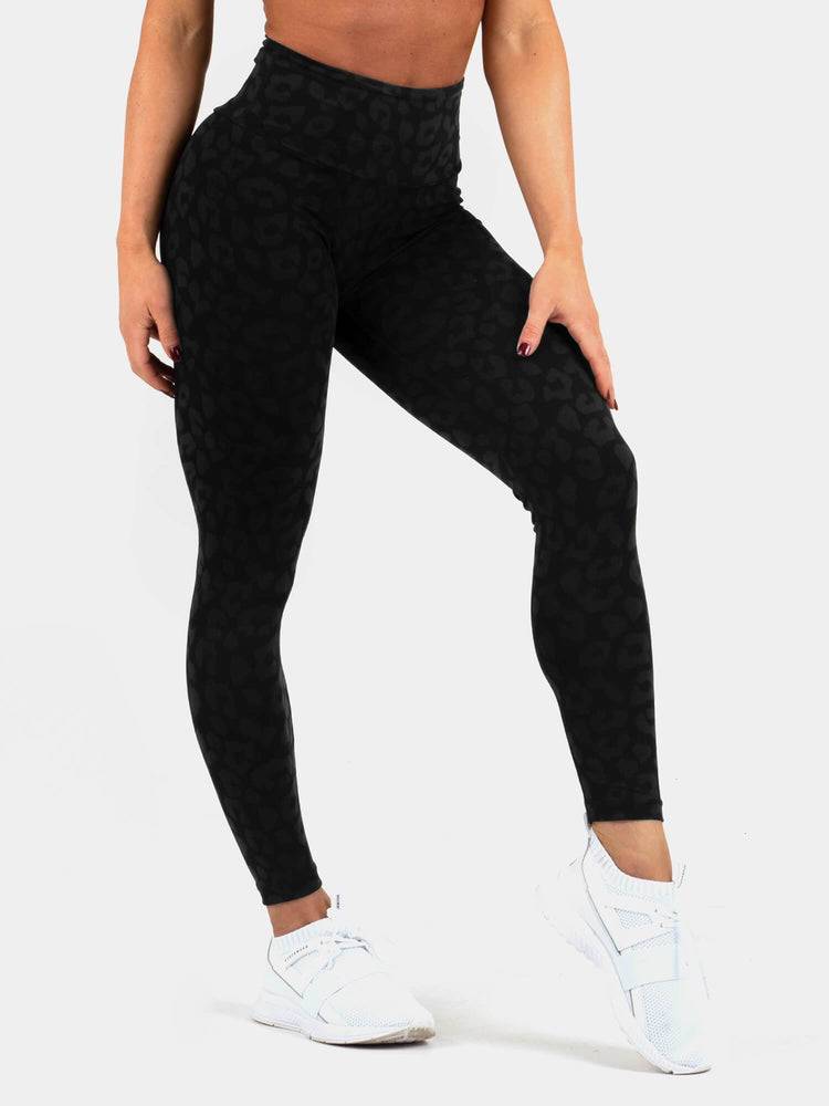 Leopard Black Ryderwear Women Leggings Instinct Scrunch Bum Women's Leggings | AU1765MA