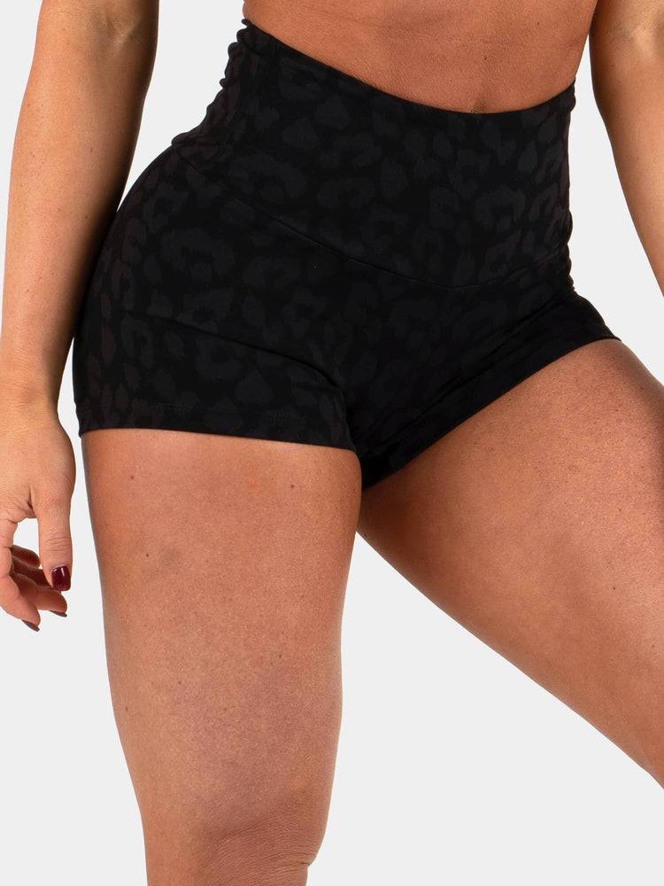 Leopard Black Ryderwear Women Shorts Animal Scrunch Bum Women's Shorts | AU2030TV