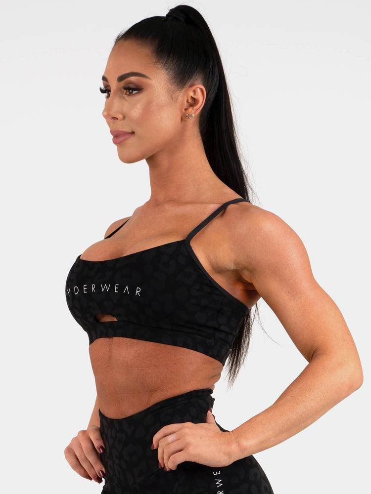 Leopard Black Ryderwear Women Sports Bra Animal Women's Sports Bra | AU2567LH