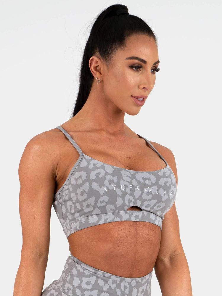 Leopard Grey Ryderwear Women Sports Bra Animal Women's Sports Bra | AU2561NB