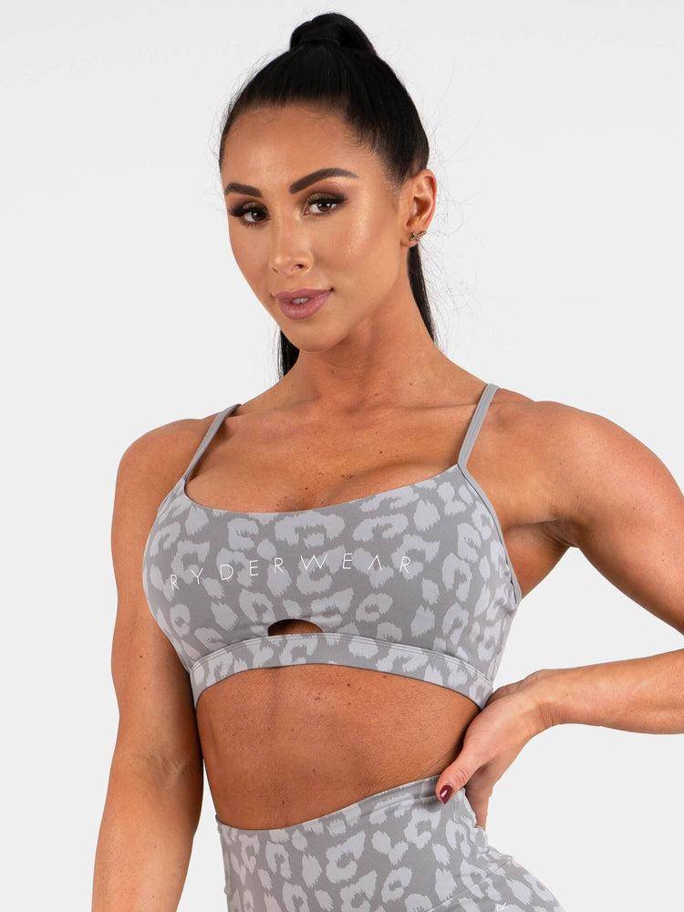 Leopard Grey Ryderwear Women Sports Bra Animal Women's Sports Bra | AU2561NB