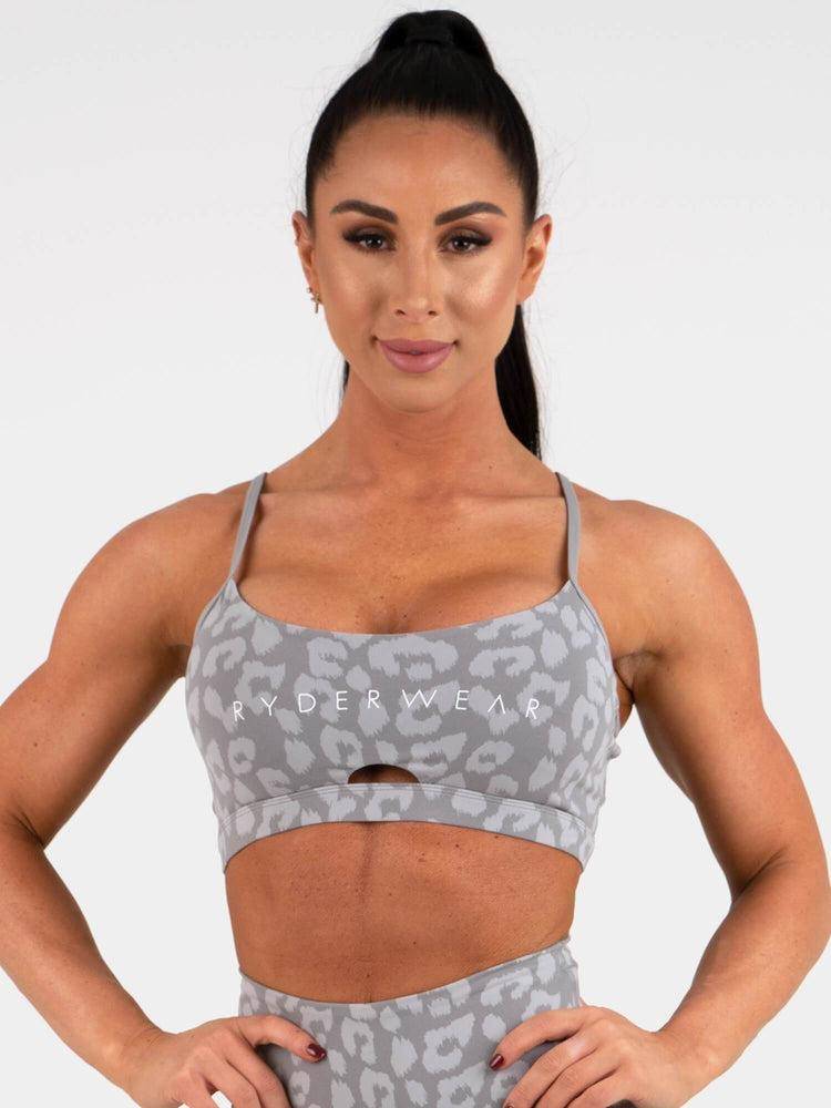 Leopard Grey Ryderwear Women Sports Bra Animal Women\'s Sports Bra | AU2561NB