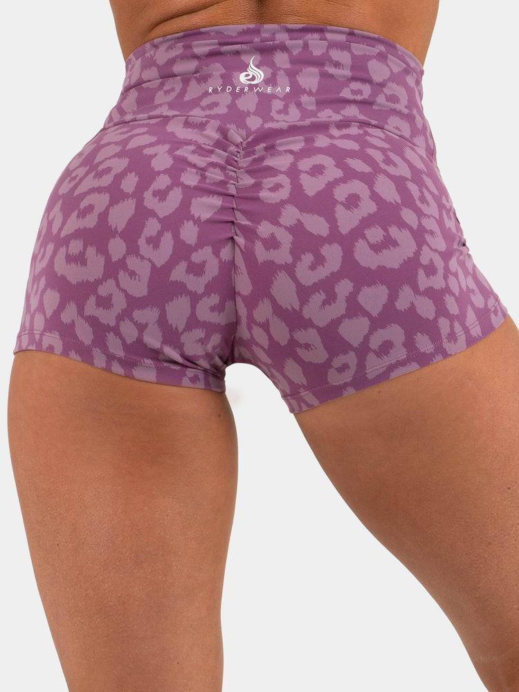 Leopard Purple Ryderwear Women Shorts Animal Scrunch Bum Women's Shorts | AU2036AP