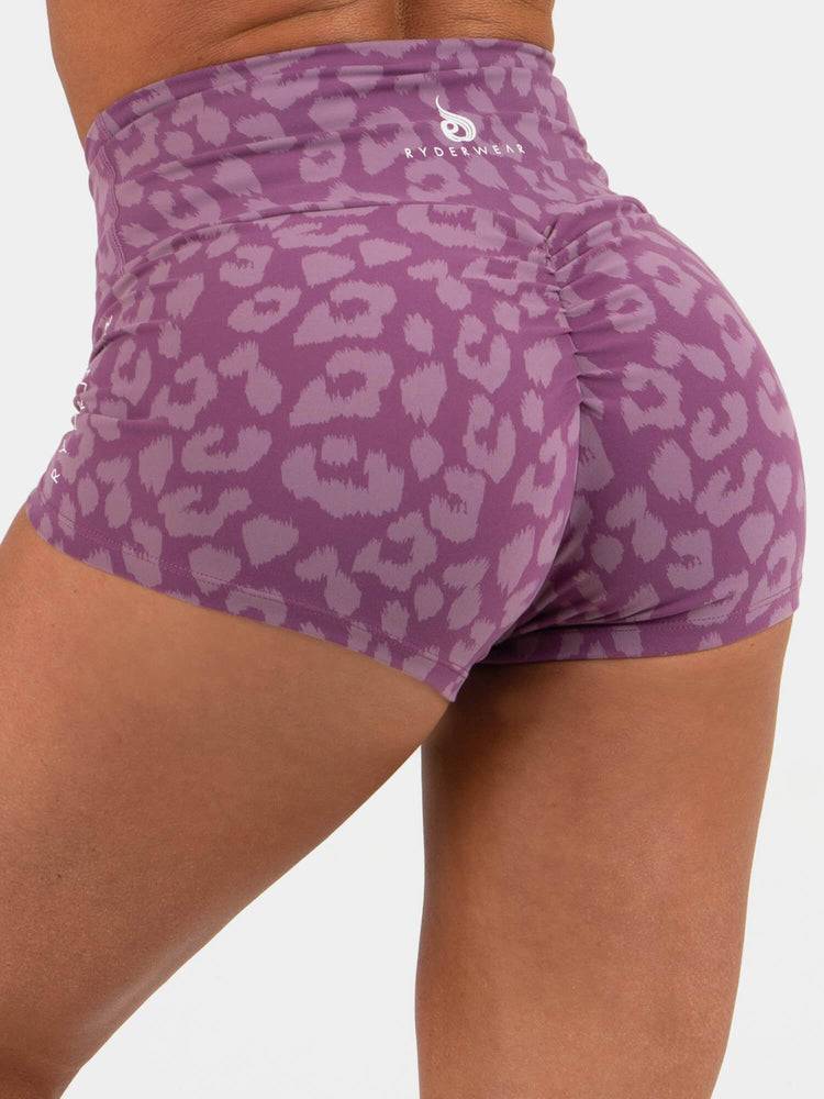 Leopard Purple Ryderwear Women Shorts Animal Scrunch Bum Women\'s Shorts | AU2036AP