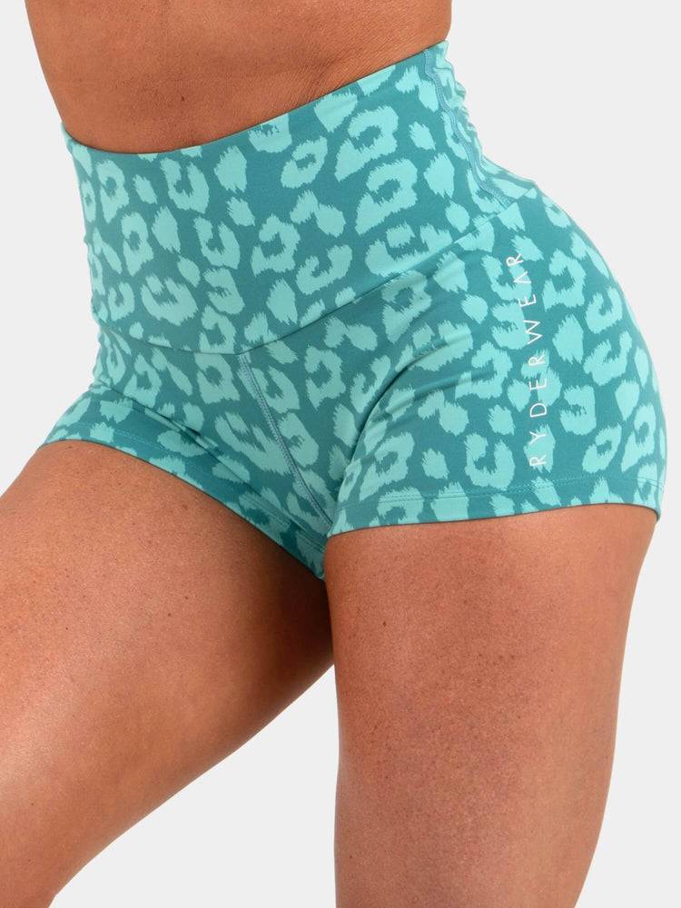 Leopard Teal Ryderwear Women Shorts Animal Scrunch Bum Women's Shorts | AU2035PQ