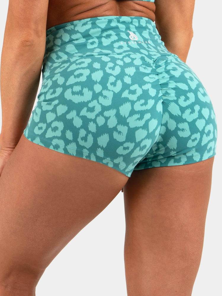 Leopard Teal Ryderwear Women Shorts Animal Scrunch Bum Women\'s Shorts | AU2035PQ