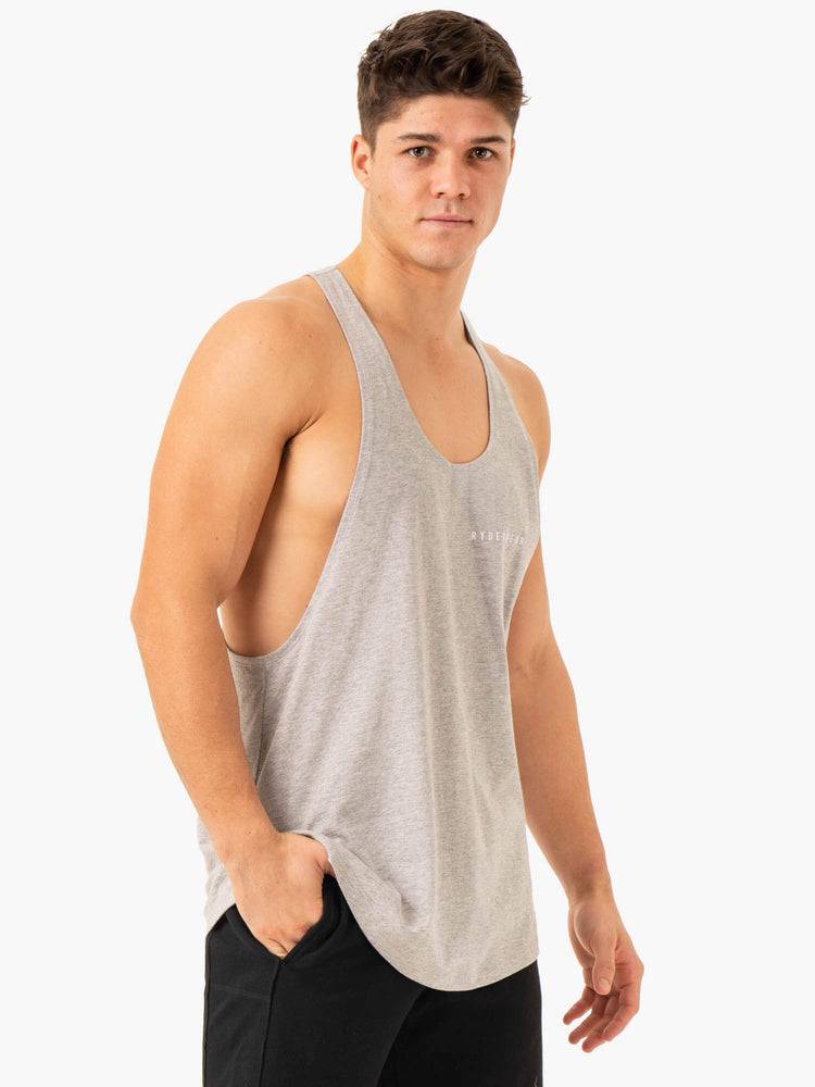 Light Grey Marl Ryderwear Men Gym Stringers Pursuit Stringer T-Back Men's Gym Stringers | AU1537YU