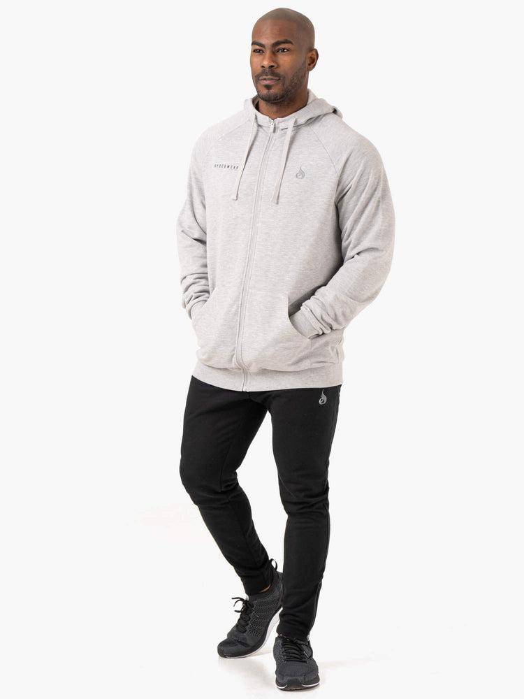 Light Grey Marl Ryderwear Men Hoodie Pursuit Zip Up Men's Hoodie | AU1469HK