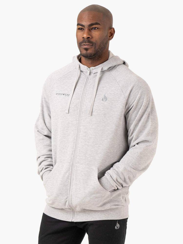 Light Grey Marl Ryderwear Men Hoodie Pursuit Zip Up Men\'s Hoodie | AU1469HK