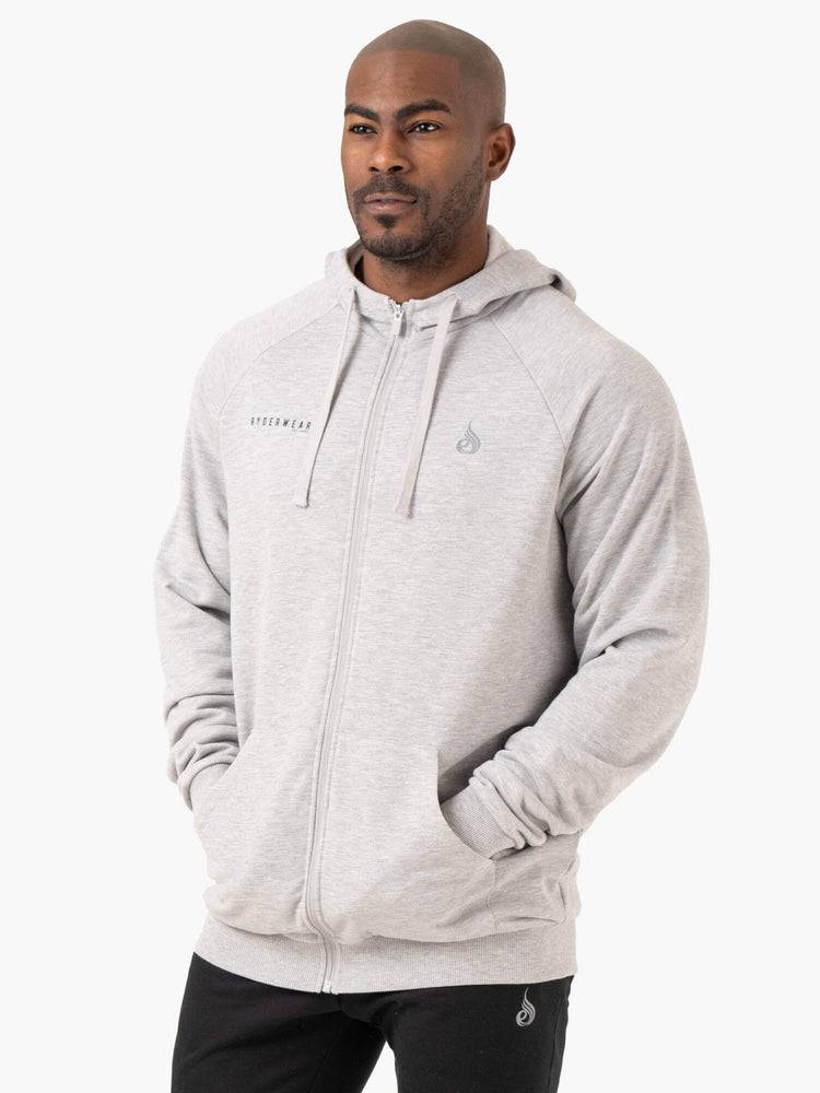 Light Grey Marl Ryderwear Men Jackets Pursuit Zip Up Hoodie Men\'s Jackets | AU1442GL