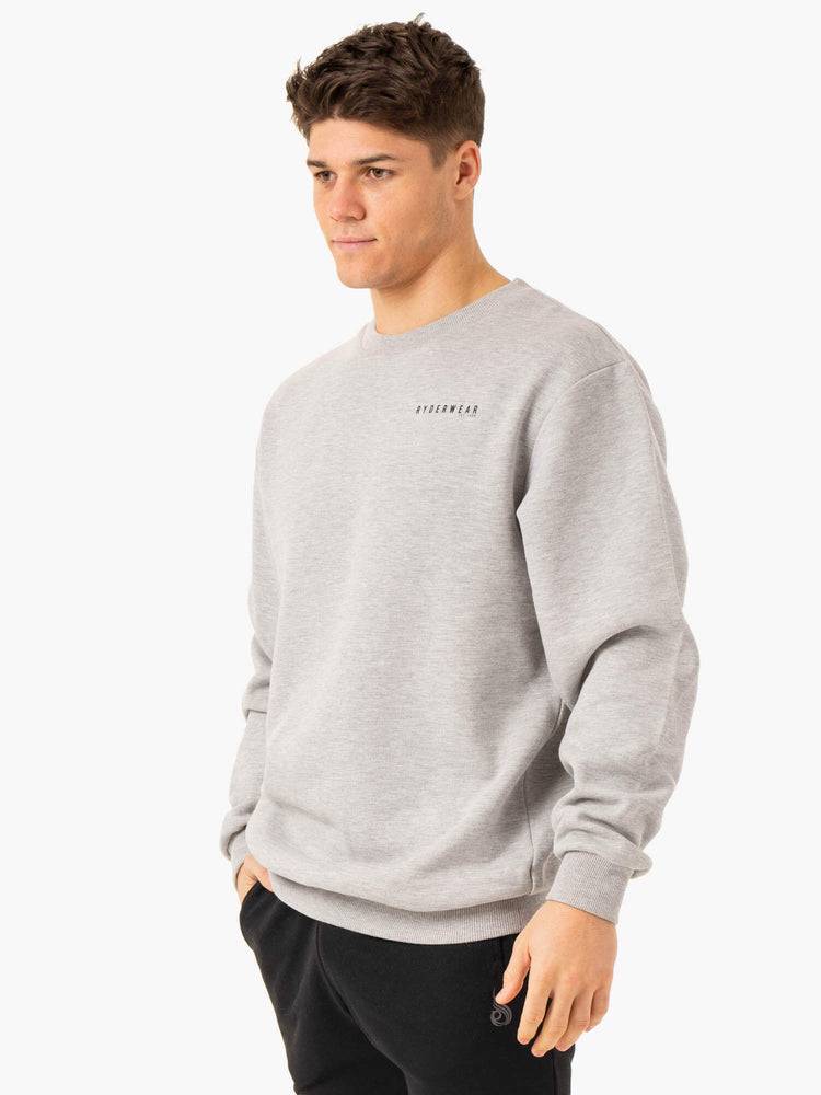 Light Grey Marl Ryderwear Men Sweaters Pursuit Pullover Men's Sweaters | AU1328TV