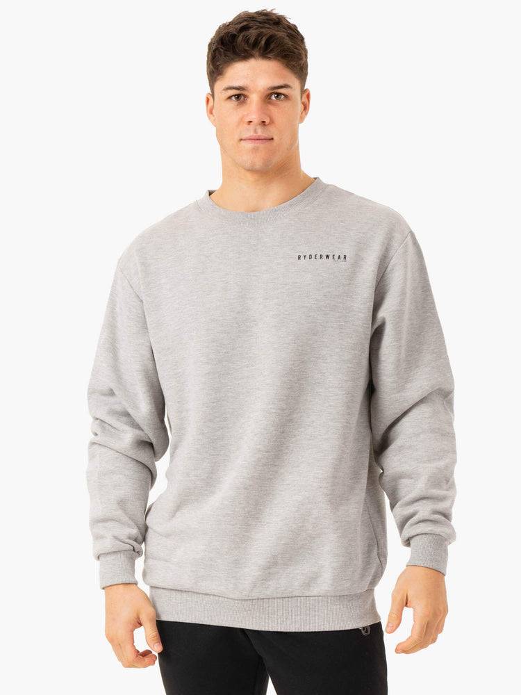 Light Grey Marl Ryderwear Men Sweaters Pursuit Pullover Men's Sweaters | AU1328TV