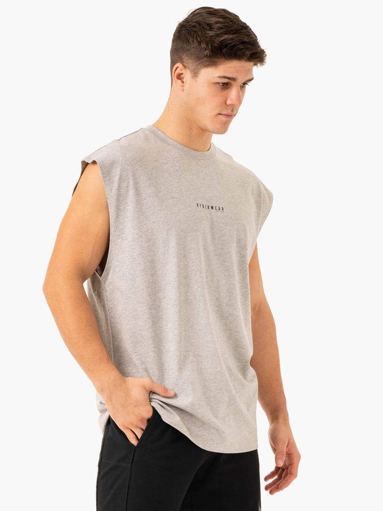 Light Grey Marl Ryderwear Men Tanks Pursuit Wide Cut Tank Men's Tanks | AU1167MA