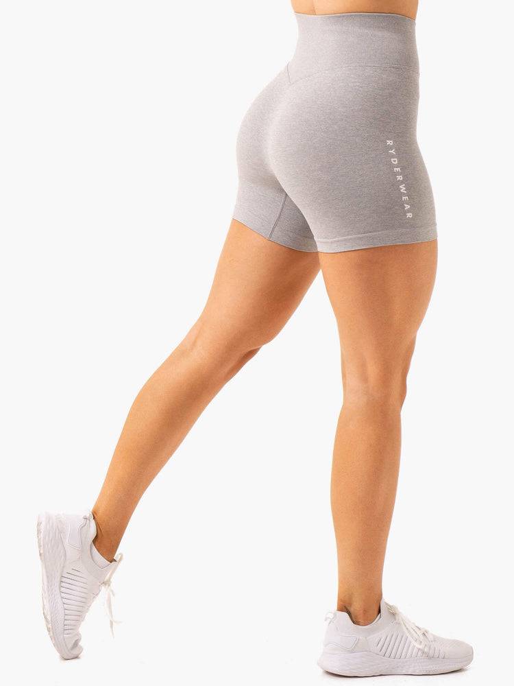 Light Grey Marl Ryderwear Women Shorts Essential Seamless Women's Shorts | AU2056TV