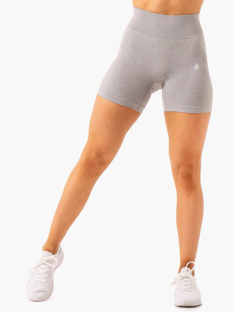 Light Grey Marl Ryderwear Women Shorts Essential Seamless Women's Shorts | AU2056TV