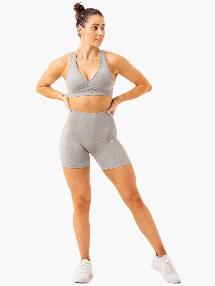 Light Grey Marl Ryderwear Women Shorts Essential Seamless Women's Shorts | AU2056TV