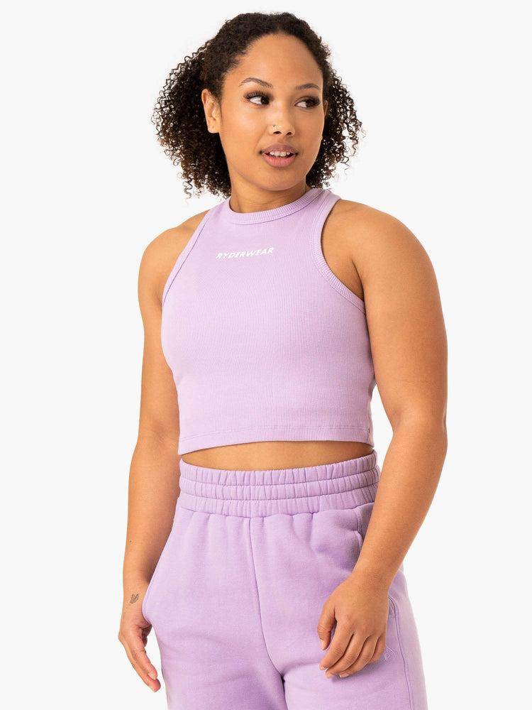 Lilac Ryderwear Women Tanks Sideline Rib Crop Women's Tanks | AU2809HK