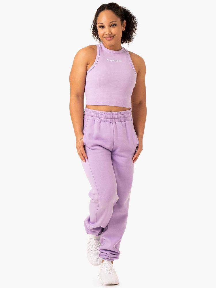 Lilac Ryderwear Women Tanks Sideline Rib Crop Women's Tanks | AU2809HK