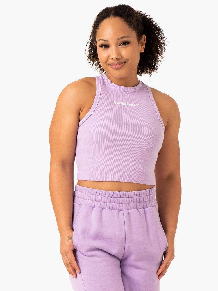 Lilac Ryderwear Women Tanks Sideline Rib Crop Women\'s Tanks | AU2809HK