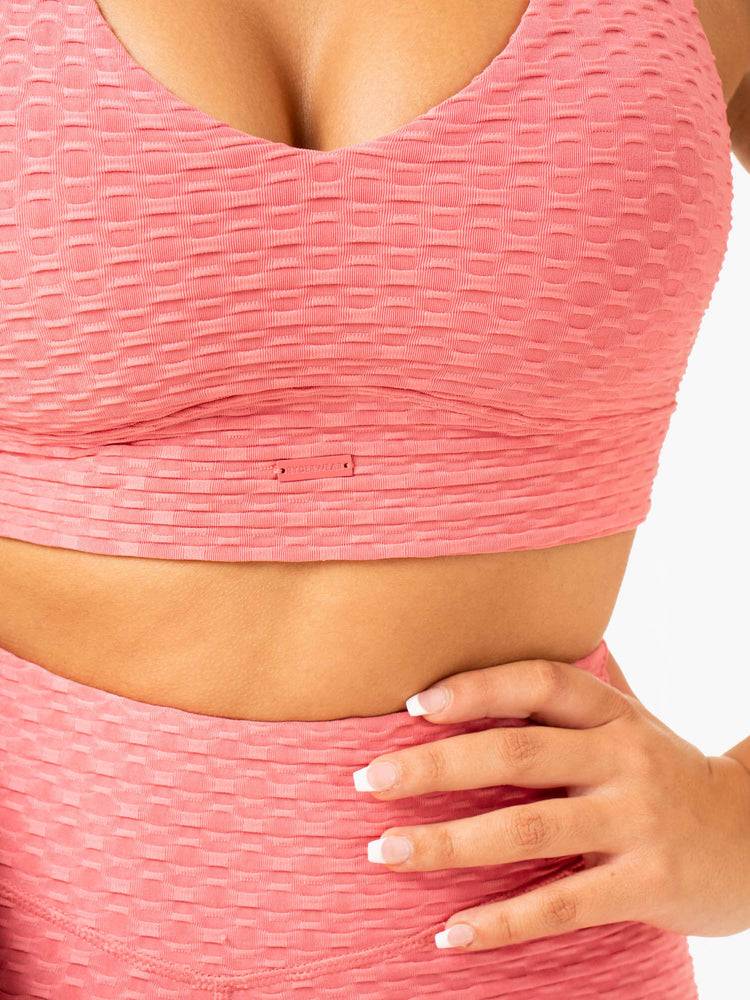 Lipstick Pink Ryderwear Women Sports Bra Optic V-Neck Women's Sports Bra | AU2237RW