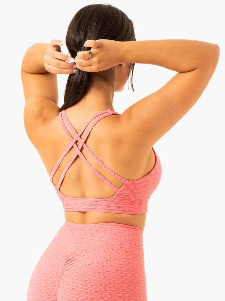 Lipstick Pink Ryderwear Women Sports Bra Optic V-Neck Women's Sports Bra | AU2237RW