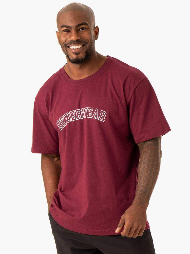 Maroon Ryderwear Men T Shirts Oversized Men's T Shirts | AU1278UT