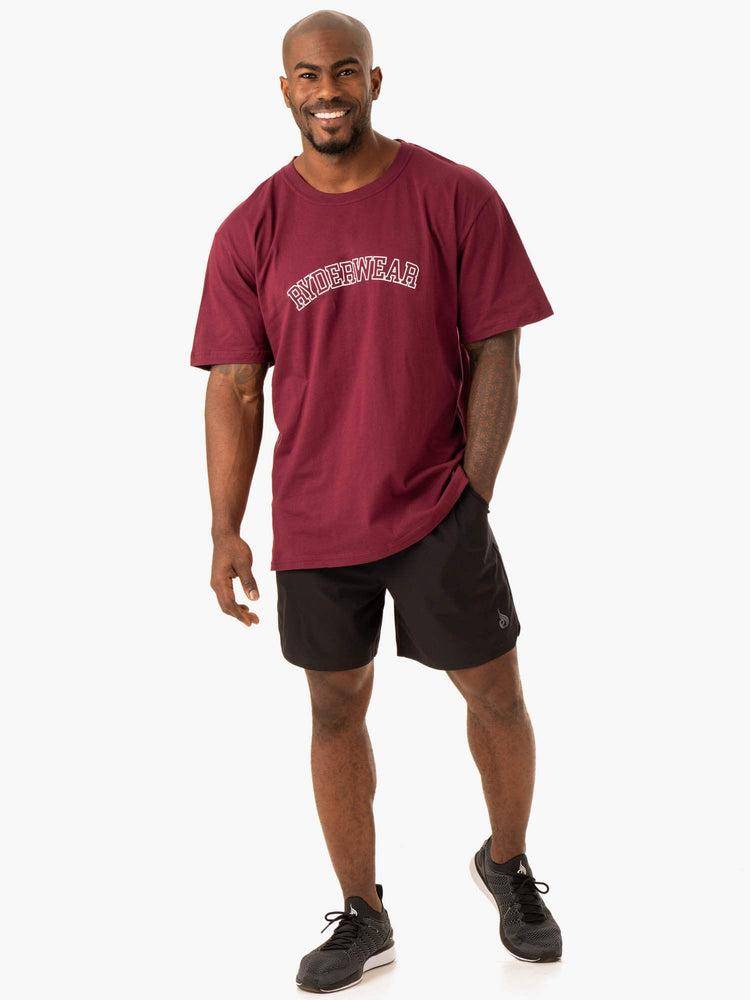 Maroon Ryderwear Men T Shirts Oversized Men's T Shirts | AU1278UT