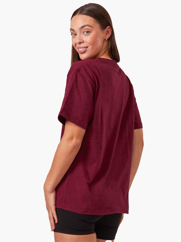 Maroon Ryderwear Women T Shirts Oversized Women's T Shirts | AU2744PQ