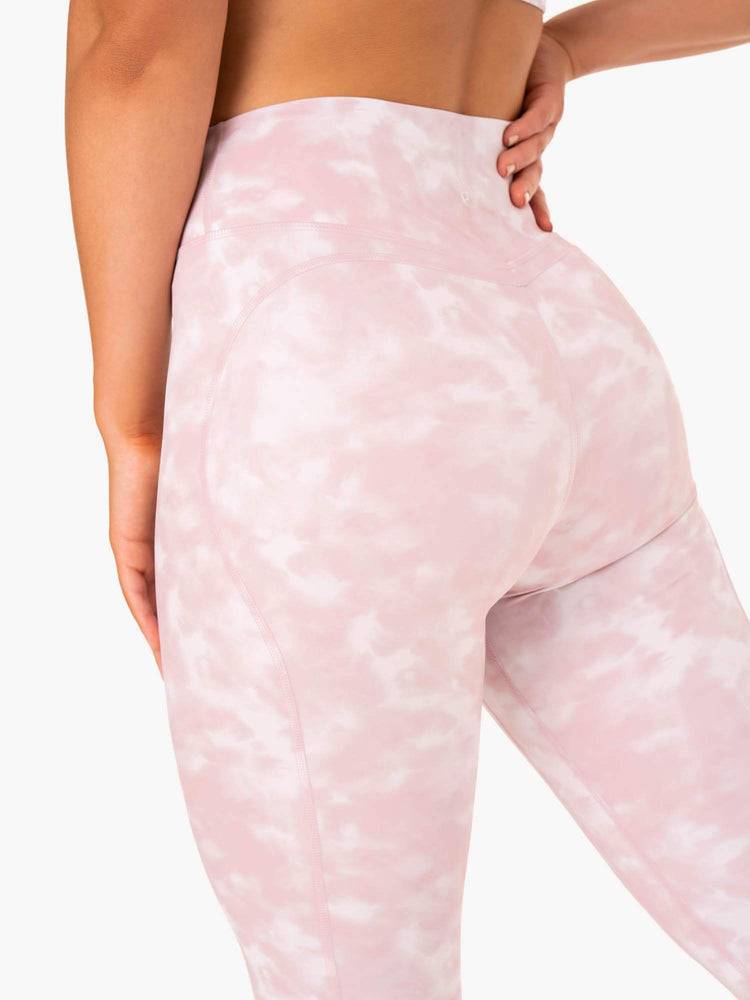 Mauve Pink Tie Dye Ryderwear Women Leggings Tie Dye 7/8 Women's Leggings | AU1833HK