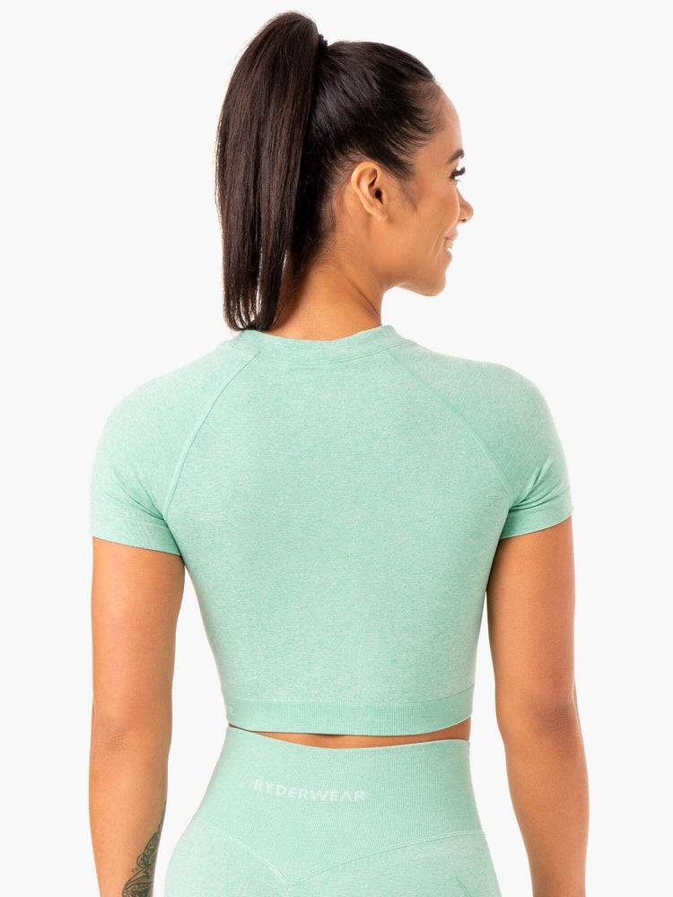 Mint Marl Ryderwear Women T Shirts Sculpt Seamless Women's T Shirts | AU2717AP