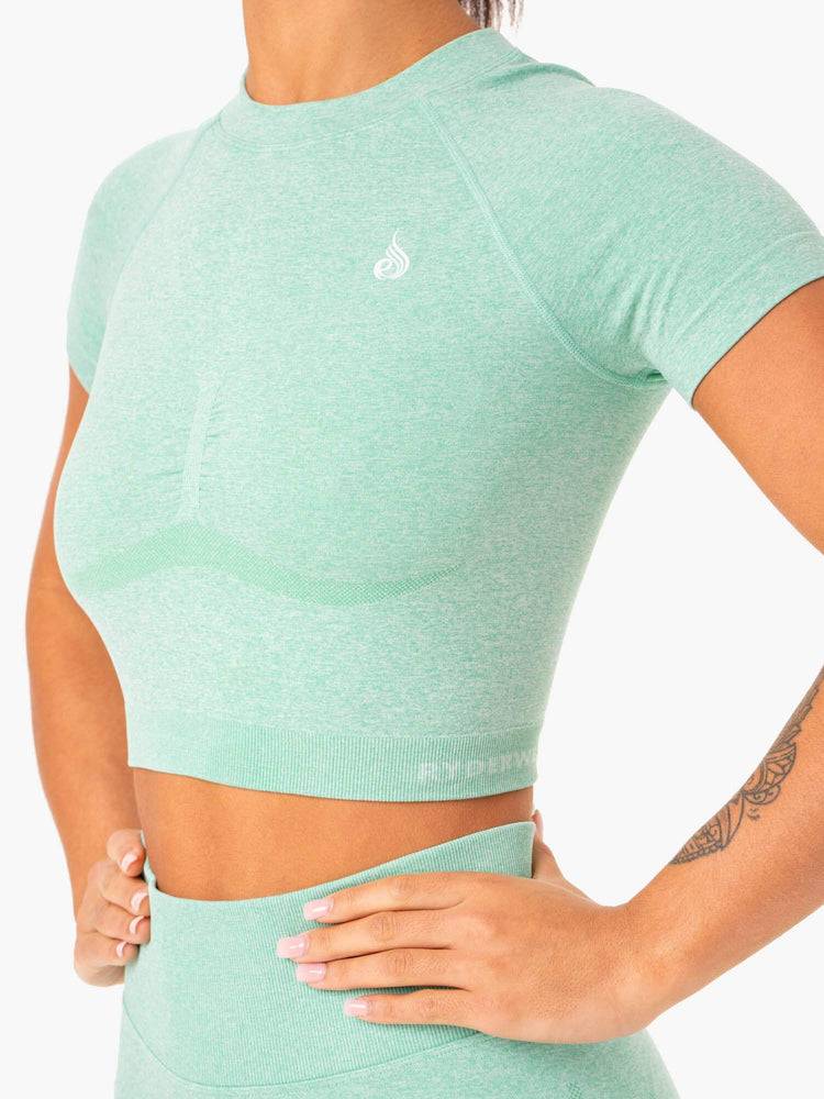 Mint Marl Ryderwear Women T Shirts Sculpt Seamless Women's T Shirts | AU2717AP