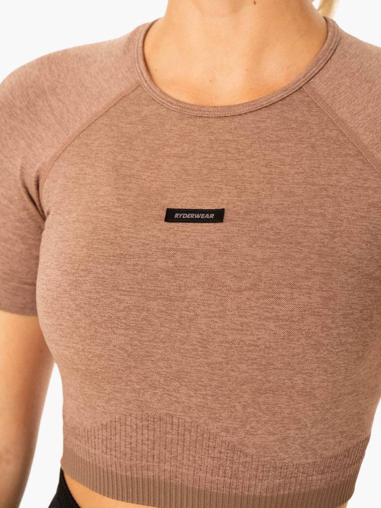 Mocha Marl Ryderwear Women T Shirts Excel Seamless Women's T Shirts | AU2755NB